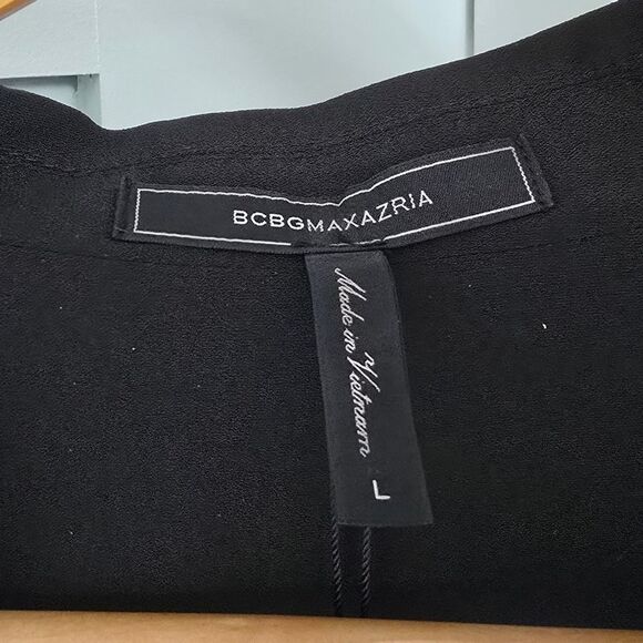 🆕️ BCBGMAXAZRIA Double-Breasted Crepe Blazer Blouse in Black - Picture 7 of 13